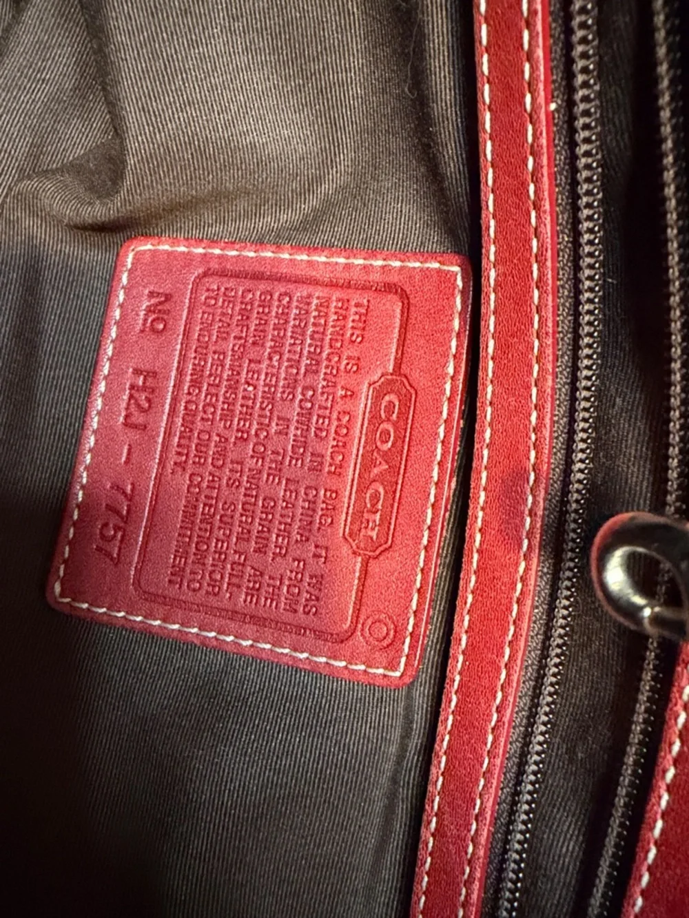 Coach Red Leather Tote with Signature Hangtag